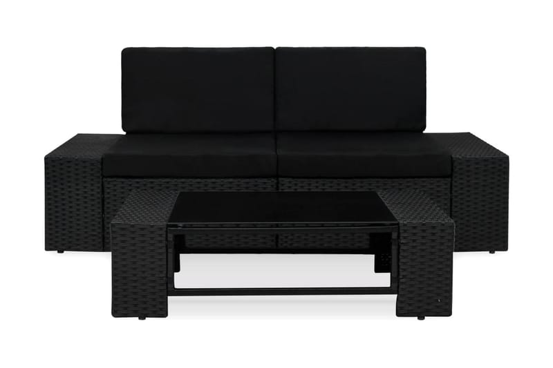 Loungegrupp Utomhus för trädgården 3 delar konstrotting svart - Svart - Utemöbler - Loungemöbler - Loungegrupp & Loungeset