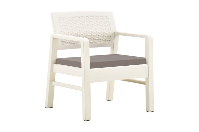 Loungegrupp Utomhus för trädgården 3 delar plast vit - Vit - Utemöbler - Loungemöbler - Loungegrupp & Loungeset