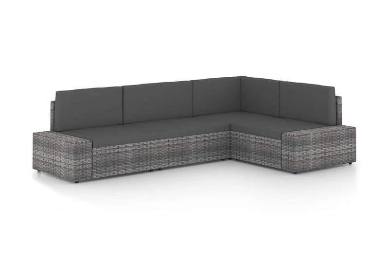 Loungegrupp Utomhus för trädgården 4 delar grå konstrotting - Grå - Utemöbler - Loungemöbler - Loungegrupp & Loungeset