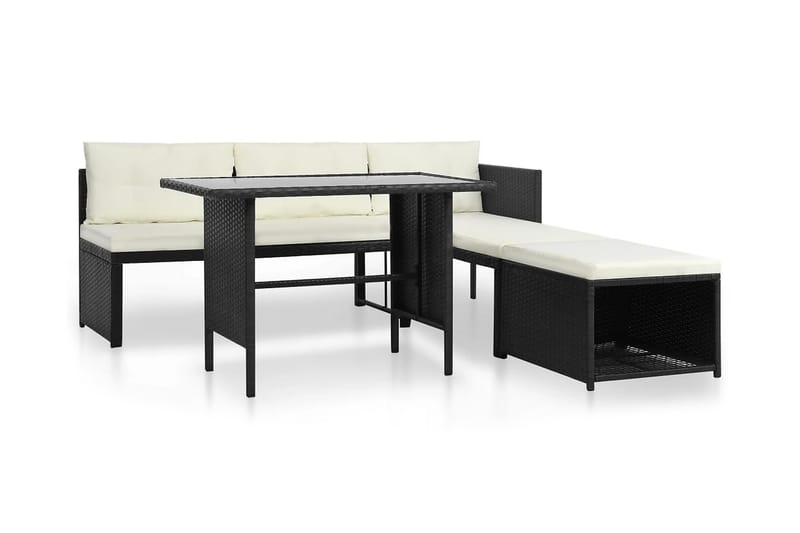 Loungegrupp Utomhus för trädgården 4 delar konstrotting svart - Svart - Utemöbler - Loungemöbler - Loungegrupp & Loungeset