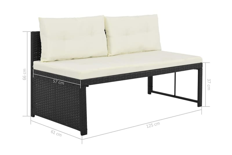 Loungegrupp Utomhus för trädgården 4 delar konstrotting svart - Svart - Utemöbler - Loungemöbler - Loungegrupp & Loungeset