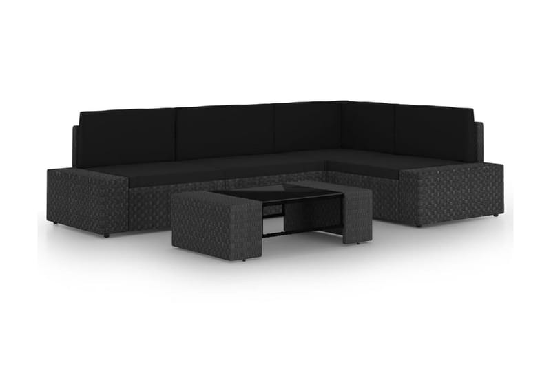 Loungegrupp Utomhus för trädgården 5 delar konstrotting svart - Svart - Utemöbler - Loungemöbler - Loungegrupp & Loungeset