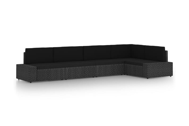 Loungegrupp Utomhus för trädgården 5 delar konstrotting svart - Svart - Utemöbler - Loungemöbler - Loungegrupp & Loungeset