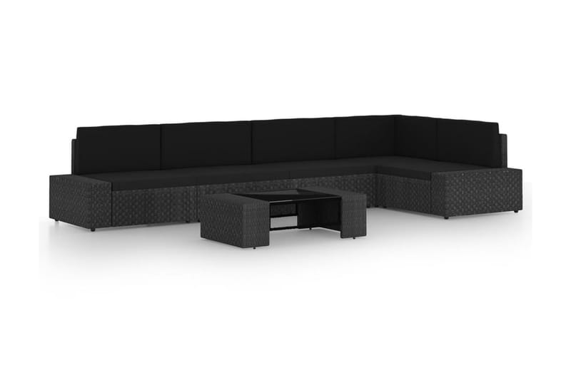 Loungegrupp Utomhus för trädgården 6 delar konstrotting svart - Svart - Utemöbler - Loungemöbler - Loungegrupp & Loungeset