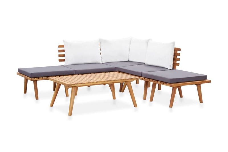 Loungegrupp Utomhus för trädgården 6 delar massivt akaciaträ - Brun - Utemöbler - Loungemöbler - Loungegrupp & Loungeset