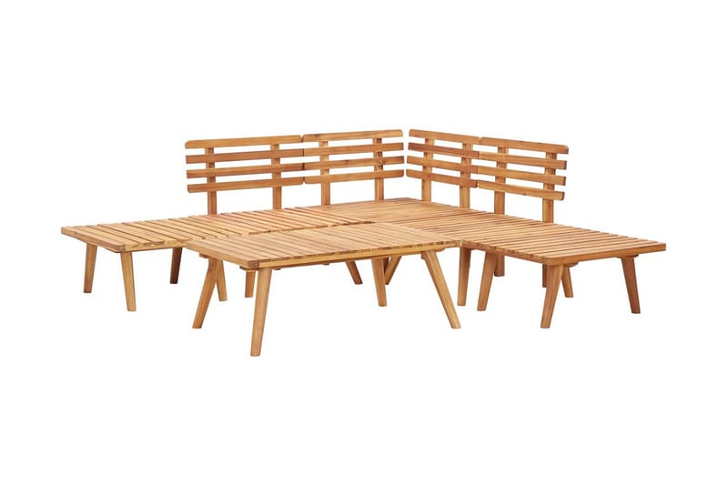 Loungegrupp Utomhus för trädgården 6 delar massivt akaciaträ - Brun - Utemöbler - Loungemöbler - Loungegrupp & Loungeset