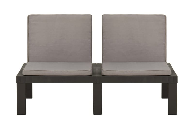 Loungegrupp Utomhus för trädgården 6 delar med dynor plast grå - Grå - Utemöbler - Loungemöbler - Loungegrupp & Loungeset