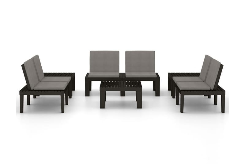 Loungegrupp Utomhus för trädgården 6 delar med dynor plast grå - Grå - Utemöbler - Loungemöbler - Loungegrupp & Loungeset