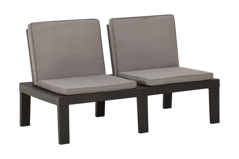 Loungegrupp Utomhus för trädgården 6 delar med dynor plast grå - Grå - Utemöbler - Loungemöbler - Loungegrupp & Loungeset