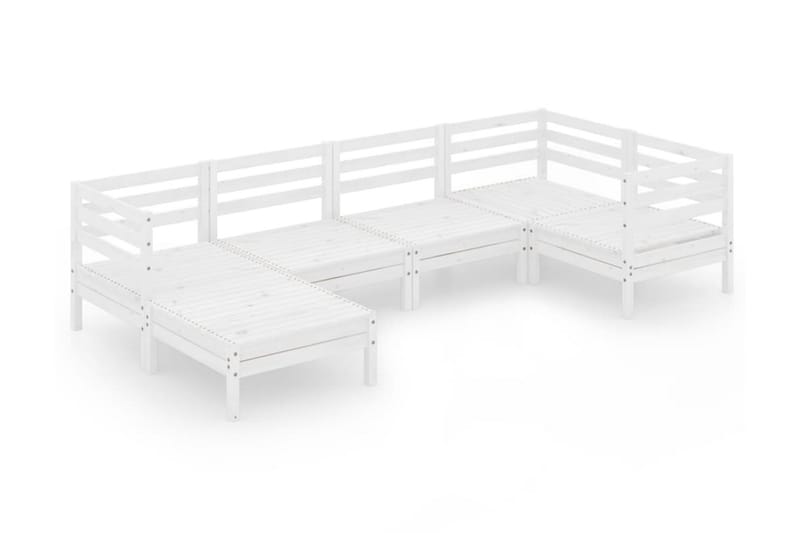 Loungegrupp Utomhus för trädgården 6 delar vit massiv furu - Vit - Utemöbler - Loungemöbler - Loungegrupp & Loungeset