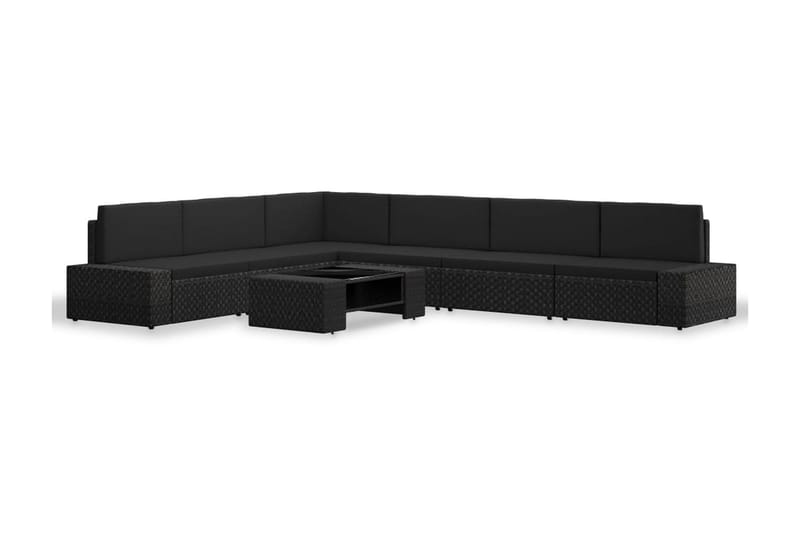Loungegrupp Utomhus för trädgården 7 delar konstrotting svart - Svart - Utemöbler - Loungemöbler - Loungegrupp & Loungeset