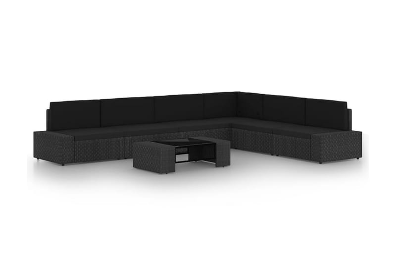 Loungegrupp Utomhus för trädgården 7 delar konstrotting svart - Svart - Utemöbler - Loungemöbler - Loungegrupp & Loungeset