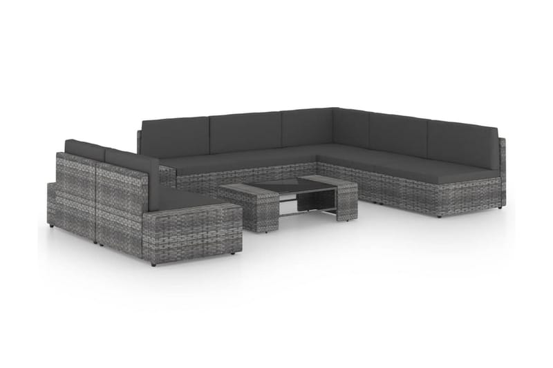 Loungegrupp Utomhus för trädgården 8 delar grå konstrotting - Grå - Utemöbler - Loungemöbler - Loungegrupp & Loungeset