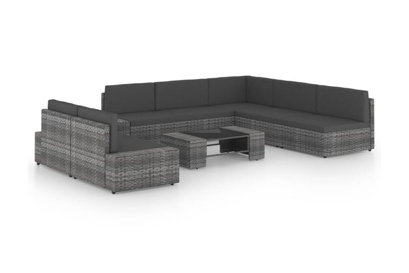 Loungegrupp Utomhus för trädgården 8 delar grå konstrotting - Grå - Utemöbler - Loungemöbler - Loungegrupp & Loungeset