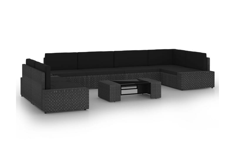 Loungegrupp Utomhus för trädgården 8 delar konstrotting svart - Svart - Utemöbler - Loungemöbler - Loungegrupp & Loungeset