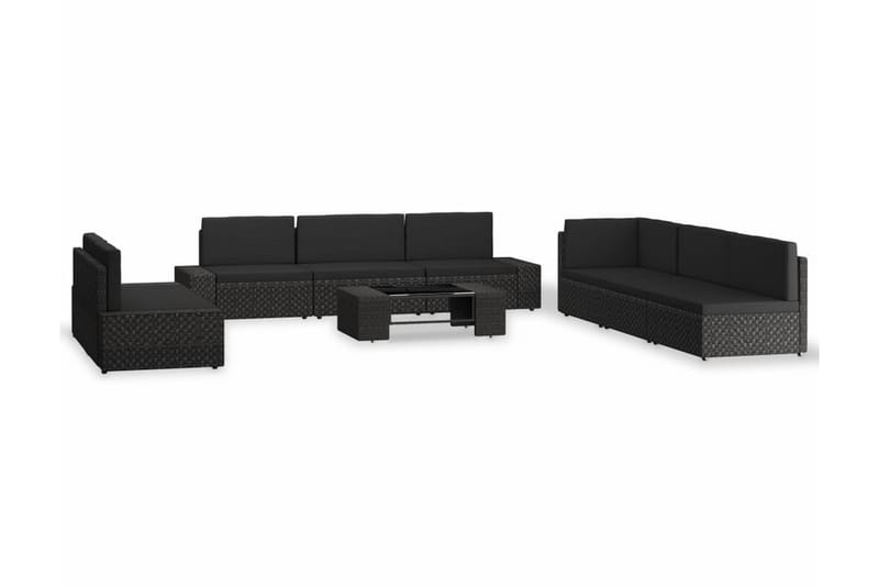 Loungegrupp Utomhus för trädgården 9 delar konstrotting svart - Svart - Utemöbler - Loungemöbler - Loungegrupp & Loungeset