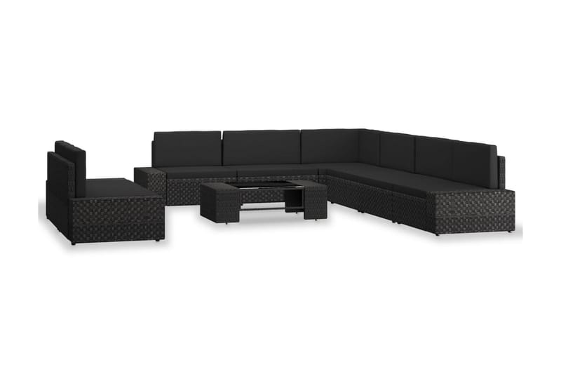 Loungegrupp Utomhus för trädgården 9 delar konstrotting svart - Svart - Utemöbler - Loungemöbler - Loungegrupp & Loungeset