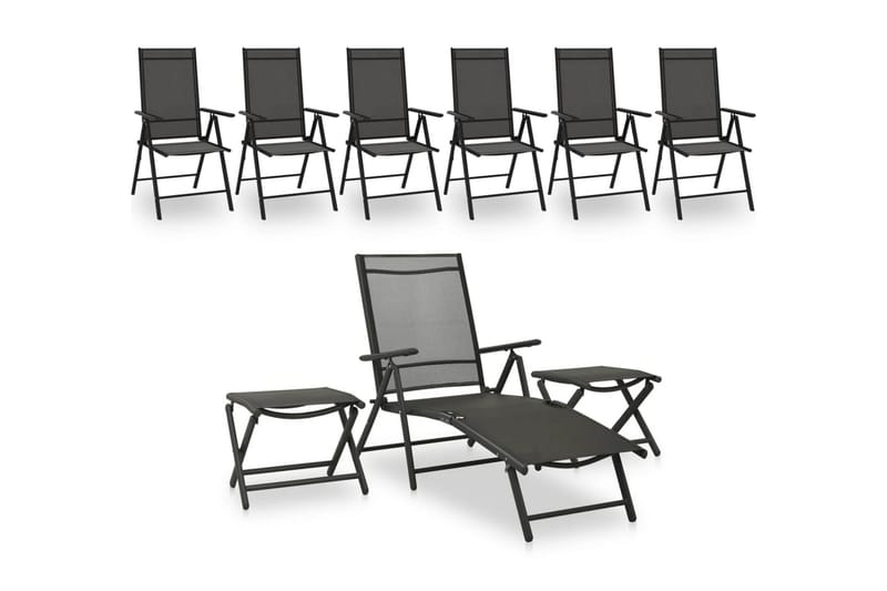 Loungegrupp Utomhus för trädgården 9 delar svart och antracit - Svart - Utemöbler - Loungemöbler - Loungegrupp & Loungeset