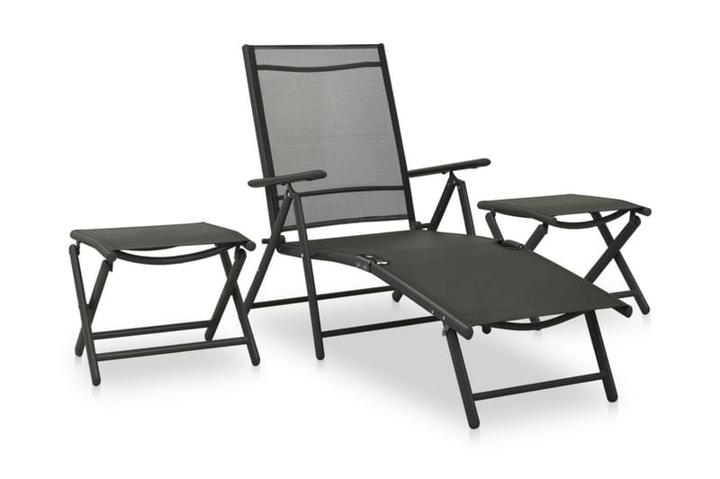Loungegrupp Utomhus för trädgården 9 delar svart och antracit - Svart - Utemöbler - Loungemöbler - Loungegrupp & Loungeset