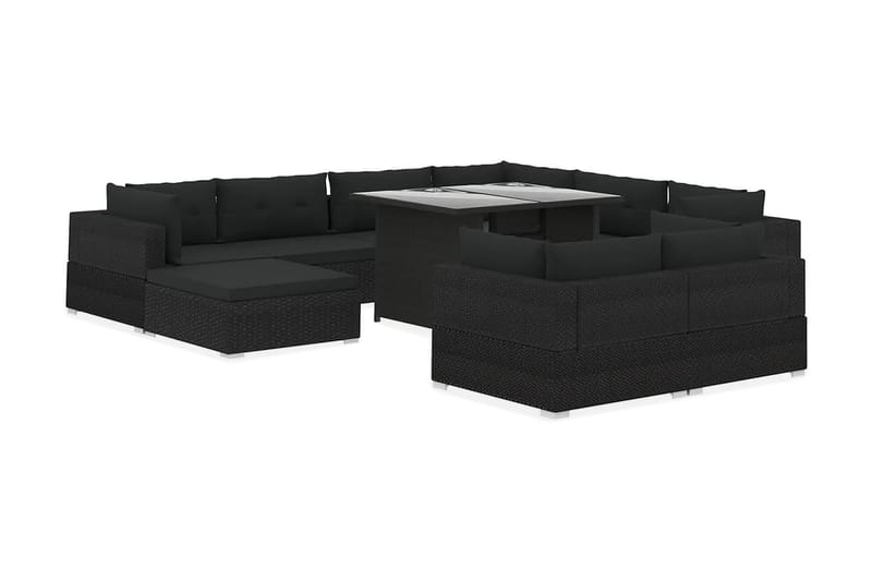 Loungegrupp Utomhus för trädgården m. dynor 10 delar konstrotting sv - Svart - Utemöbler - Loungemöbler - Loungegrupp & Loungeset