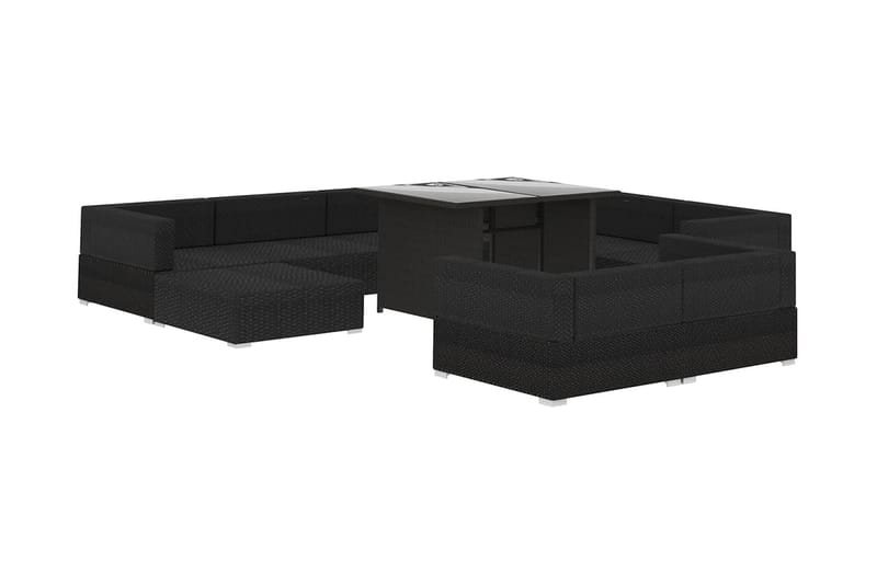 Loungegrupp Utomhus för trädgården m. dynor 10 delar konstrotting sv - Svart - Utemöbler - Loungemöbler - Loungegrupp & Loungeset