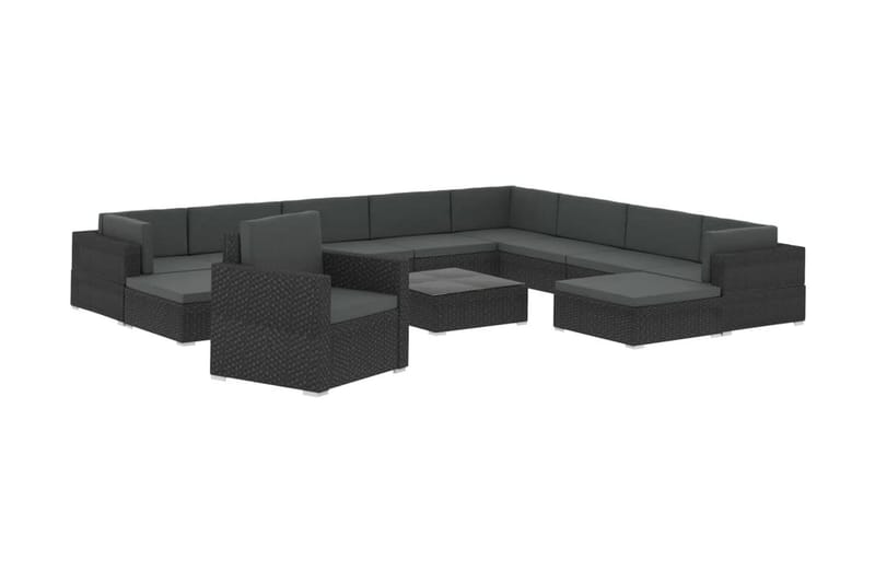 Loungegrupp Utomhus för trädgården m. dynor 12 delar konstrotting sv - Svart - Utemöbler - Loungemöbler - Loungegrupp & Loungeset