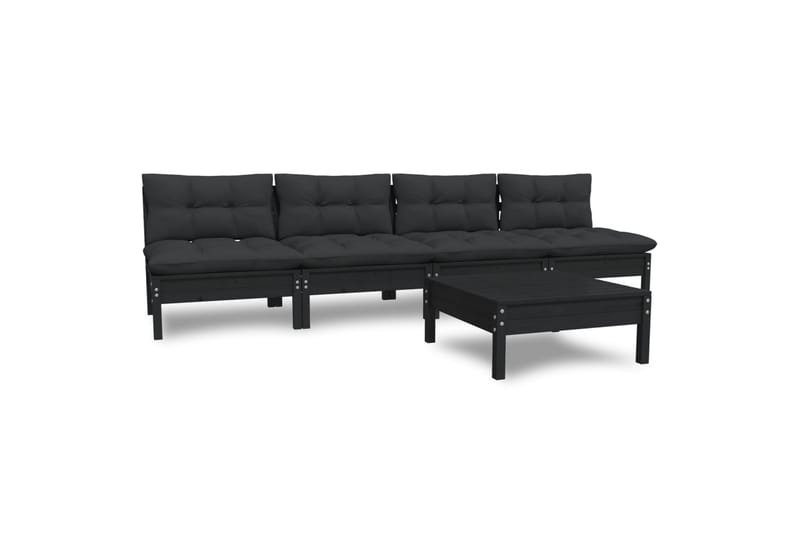 Loungegrupp Utomhus för trädgården med antracit dynor 5 delar massiv - Svart - Utemöbler - Loungemöbler - Loungegrupp & Loungeset