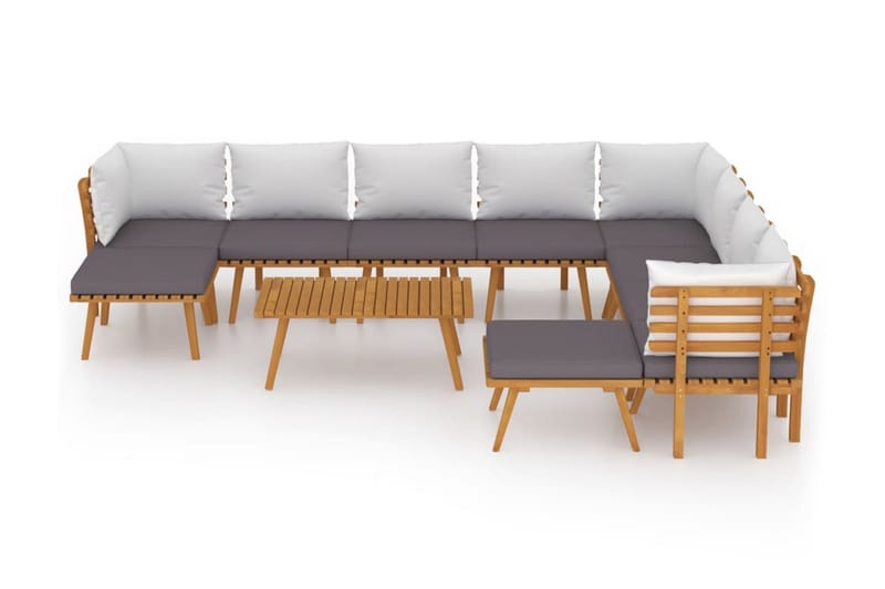 Loungegrupp Utomhus för trädgården med dynor 11 delar akaciaträ - Brun - Utemöbler - Loungemöbler - Loungegrupp & Loungeset