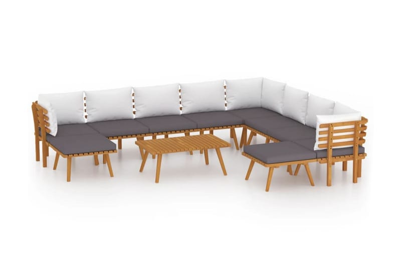Loungegrupp Utomhus för trädgården med dynor 11 delar akaciaträ - Brun - Utemöbler - Loungemöbler - Loungegrupp & Loungeset
