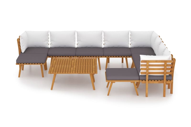 Loungegrupp Utomhus för trädgården med dynor 12 delar akaciaträ - Brun - Utemöbler - Loungemöbler - Loungegrupp & Loungeset
