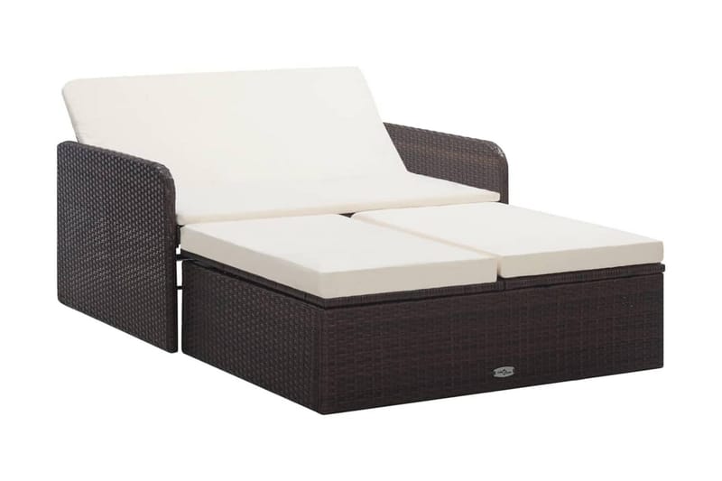 Loungegrupp Utomhus för trädgården med dynor 2 delar konstrotting br - Brun - Utemöbler - Loungemöbler - Loungegrupp & Loungeset