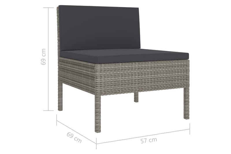 Loungegrupp Utomhus för trädgården med dynor 2 delar konstrotting gr - Grå - Utemöbler - Loungemöbler - Loungegrupp & Loungeset