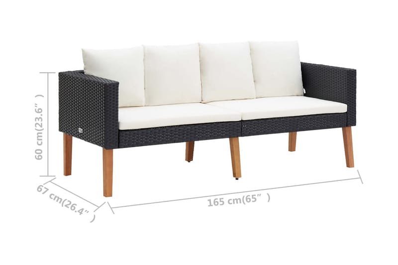 Loungegrupp Utomhus för trädgården med dynor 2 delar konstrotting sv - Svart - Utemöbler - Loungemöbler - Loungegrupp & Loungeset