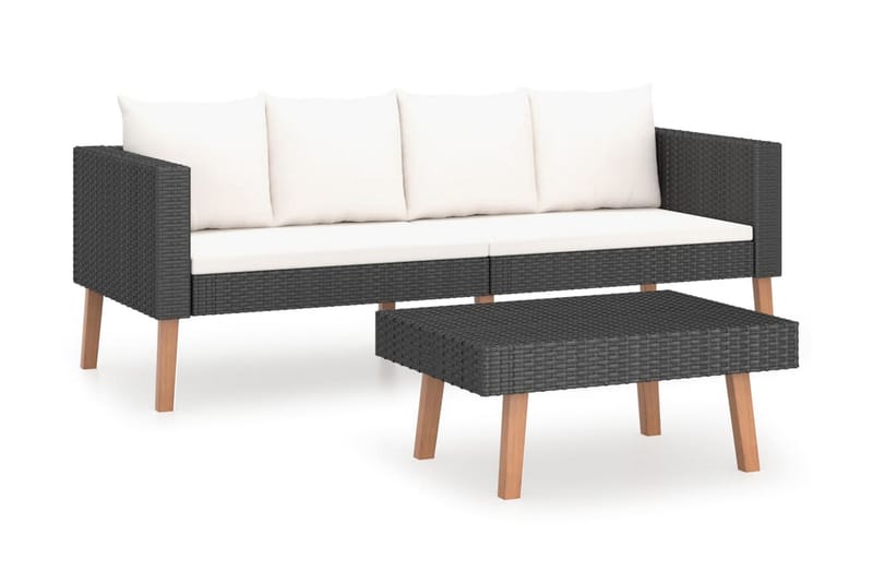 Loungegrupp Utomhus för trädgården med dynor 2 delar konstrotting sv - Svart - Utemöbler - Loungemöbler - Loungegrupp & Loungeset