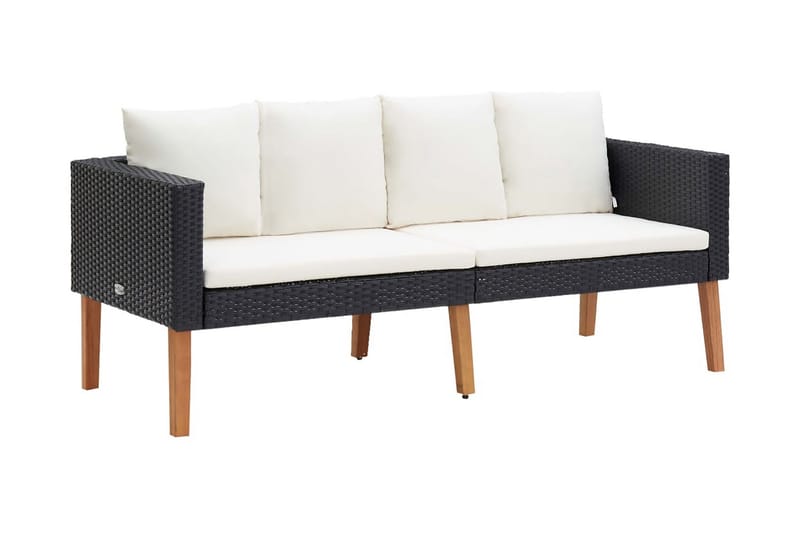 Loungegrupp Utomhus för trädgården med dynor 2 delar konstrotting sv - Svart - Utemöbler - Loungemöbler - Loungegrupp & Loungeset