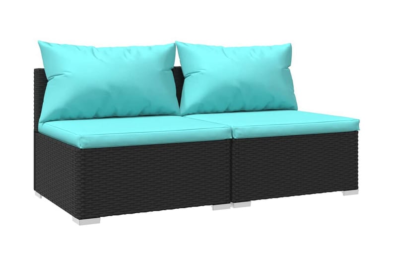 Loungegrupp Utomhus för trädgården med dynor 2 delar konstrotting sv - Svart/Blå - Utemöbler - Loungemöbler - Loungegrupp & Loungeset