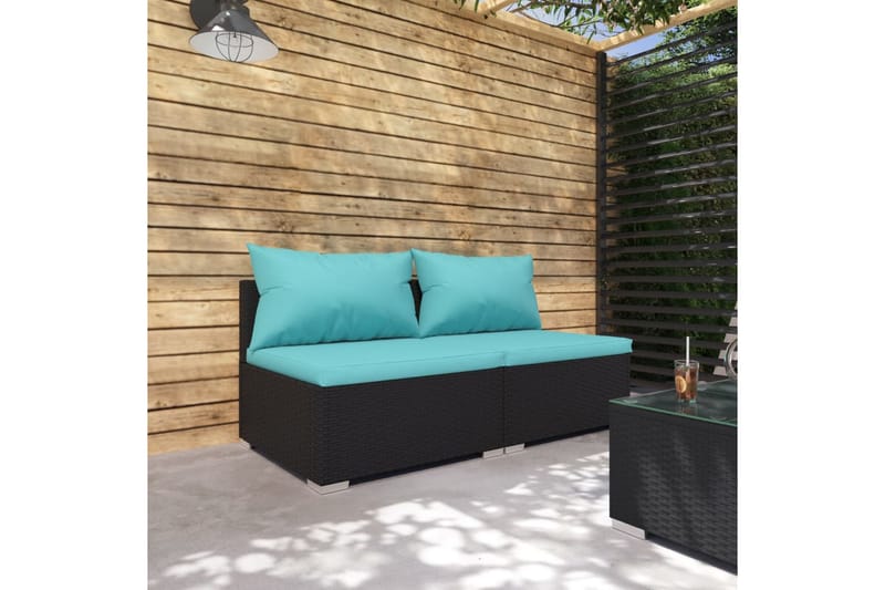 Loungegrupp Utomhus för trädgården med dynor 2 delar konstrotting sv - Svart/Blå - Utemöbler - Loungemöbler - Loungegrupp & Loungeset