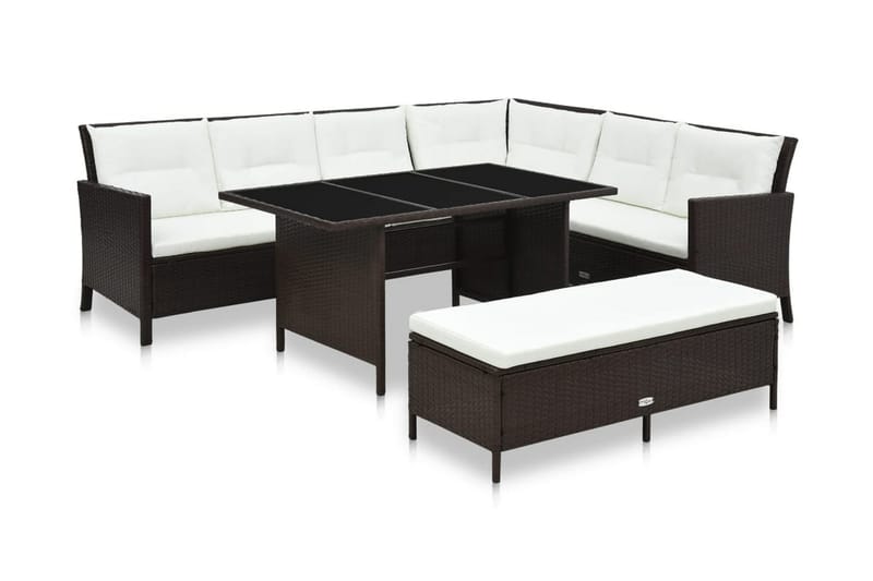 Loungegrupp Utomhus för trädgården med dynor 3 delar konstrotting br - Brun - Utemöbler - Loungemöbler - Loungegrupp & Loungeset