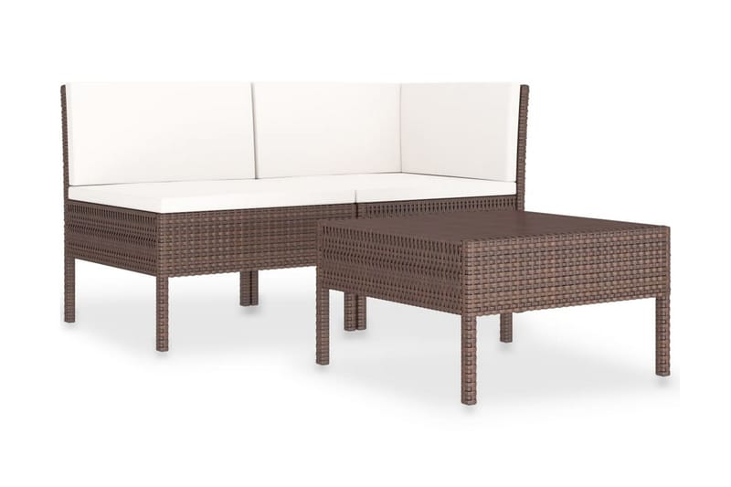 Loungegrupp Utomhus för trädgården med dynor 3 delar konstrotting br - Brun - Utemöbler - Loungemöbler - Loungegrupp & Loungeset