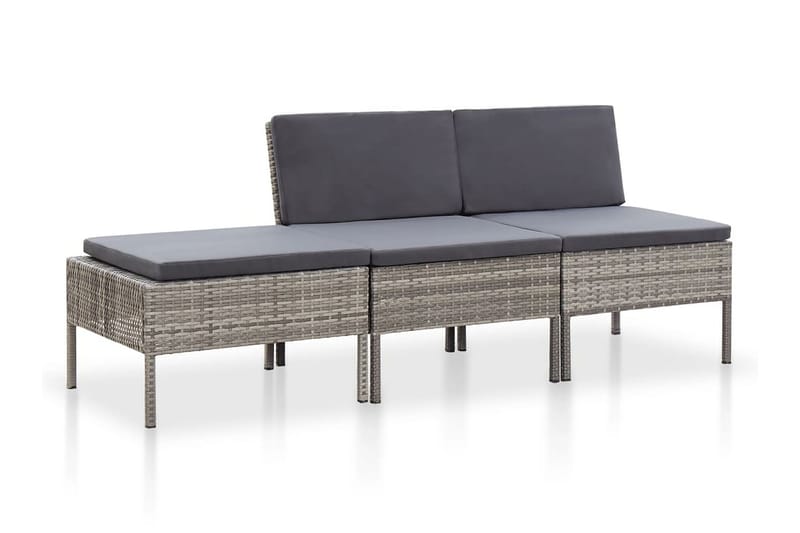 Loungegrupp Utomhus för trädgården med dynor 3 delar konstrotting gr - Grå - Utemöbler - Loungemöbler - Loungegrupp & Loungeset
