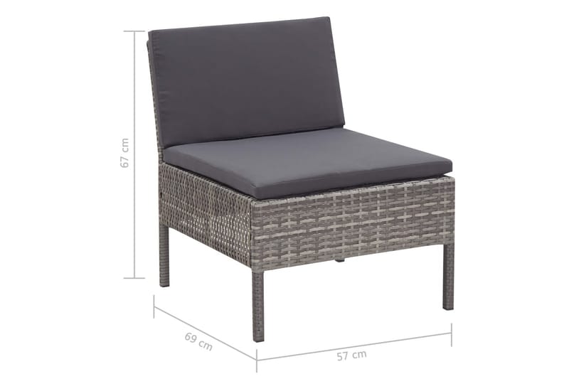 Loungegrupp Utomhus för trädgården med dynor 3 delar konstrotting gr - Grå - Utemöbler - Loungemöbler - Loungegrupp & Loungeset