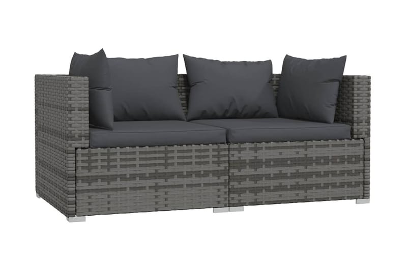 Loungegrupp Utomhus för trädgården med dynor 3 delar konstrotting gr - Grå - Utemöbler - Loungemöbler - Loungegrupp & Loungeset