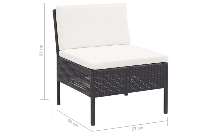 Loungegrupp Utomhus för trädgården med dynor 3 delar konstrotting sv - Svart - Utemöbler - Loungemöbler - Loungegrupp & Loungeset