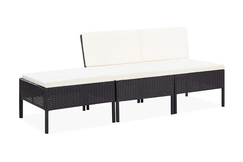 Loungegrupp Utomhus för trädgården med dynor 3 delar konstrotting sv - Svart - Utemöbler - Loungemöbler - Loungegrupp & Loungeset