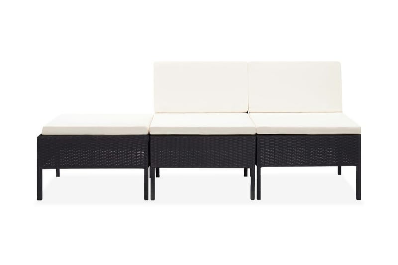 Loungegrupp Utomhus för trädgården med dynor 3 delar konstrotting sv - Svart - Utemöbler - Loungemöbler - Loungegrupp & Loungeset