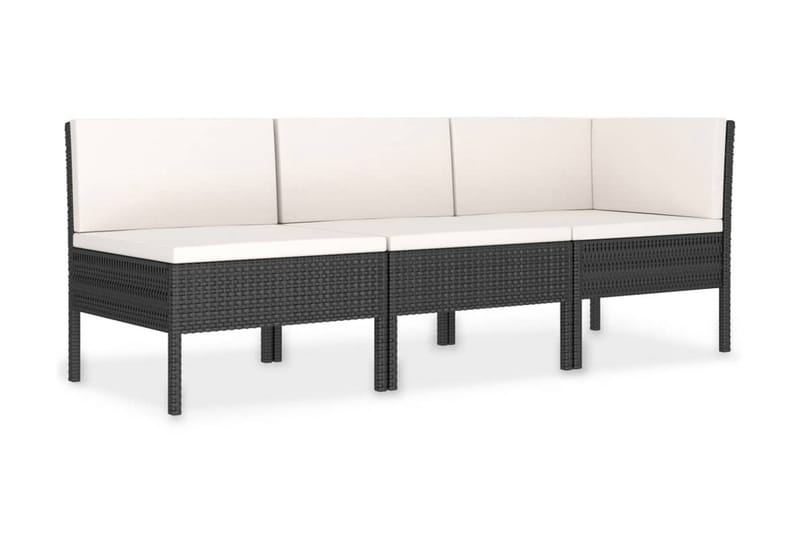Loungegrupp Utomhus för trädgården med dynor 3 delar konstrotting sv - Svart - Utemöbler - Loungemöbler - Loungegrupp & Loungeset