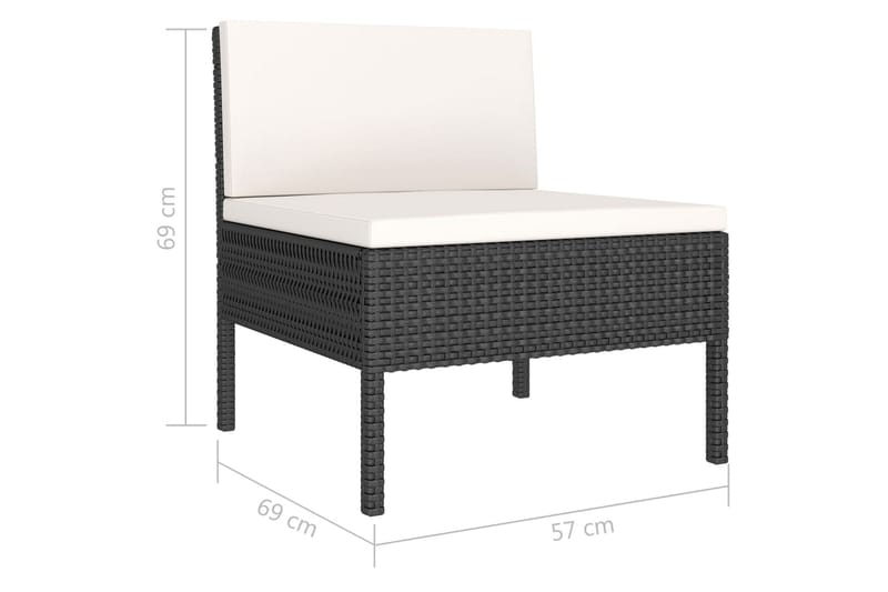 Loungegrupp Utomhus för trädgården med dynor 3 delar konstrotting sv - Svart - Utemöbler - Loungemöbler - Loungegrupp & Loungeset