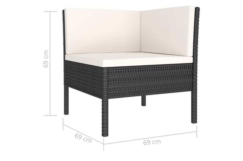 Loungegrupp Utomhus för trädgården med dynor 3 delar konstrotting sv - Svart - Utemöbler - Loungemöbler - Loungegrupp & Loungeset