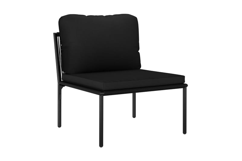 Loungegrupp Utomhus för trädgården med dynor 3 delar svart PVC - Svart - Utemöbler - Loungemöbler - Loungegrupp & Loungeset