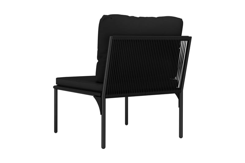 Loungegrupp Utomhus för trädgården med dynor 3 delar svart PVC - Svart - Utemöbler - Loungemöbler - Loungegrupp & Loungeset